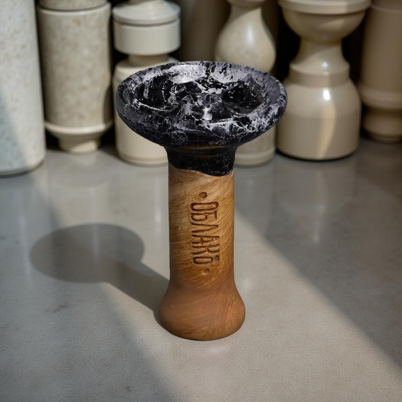 Original Russian Oblako Bowl Phunnel Shape Glaze Top Marble Black White