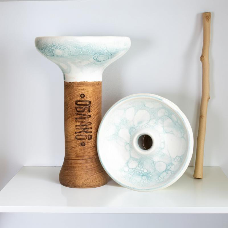 Original Russian Oblako Bowl Phunnel Shape Glaze Top Marble Baby Light Blue White Medium