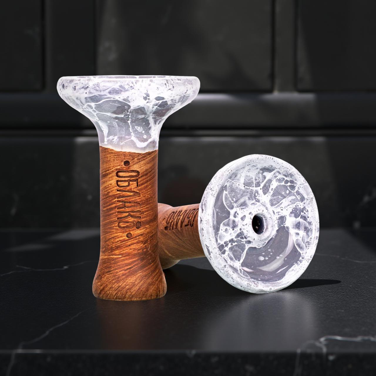 Original Russian Oblako Bowl Phunnel Shape Glaze Top Marble White Gray Medium