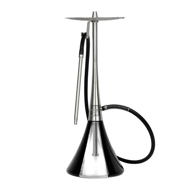 Oduman Orion Hookah Silver Body Black Glass Flask - Shishabox JO