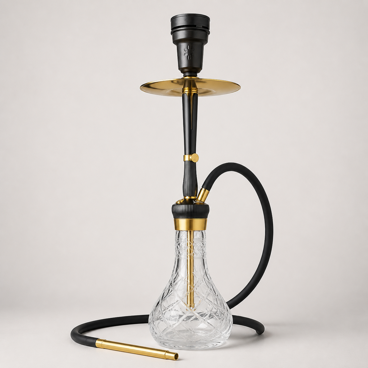 Mazaya Shisha Crystal Echo Black and Gold with Flask