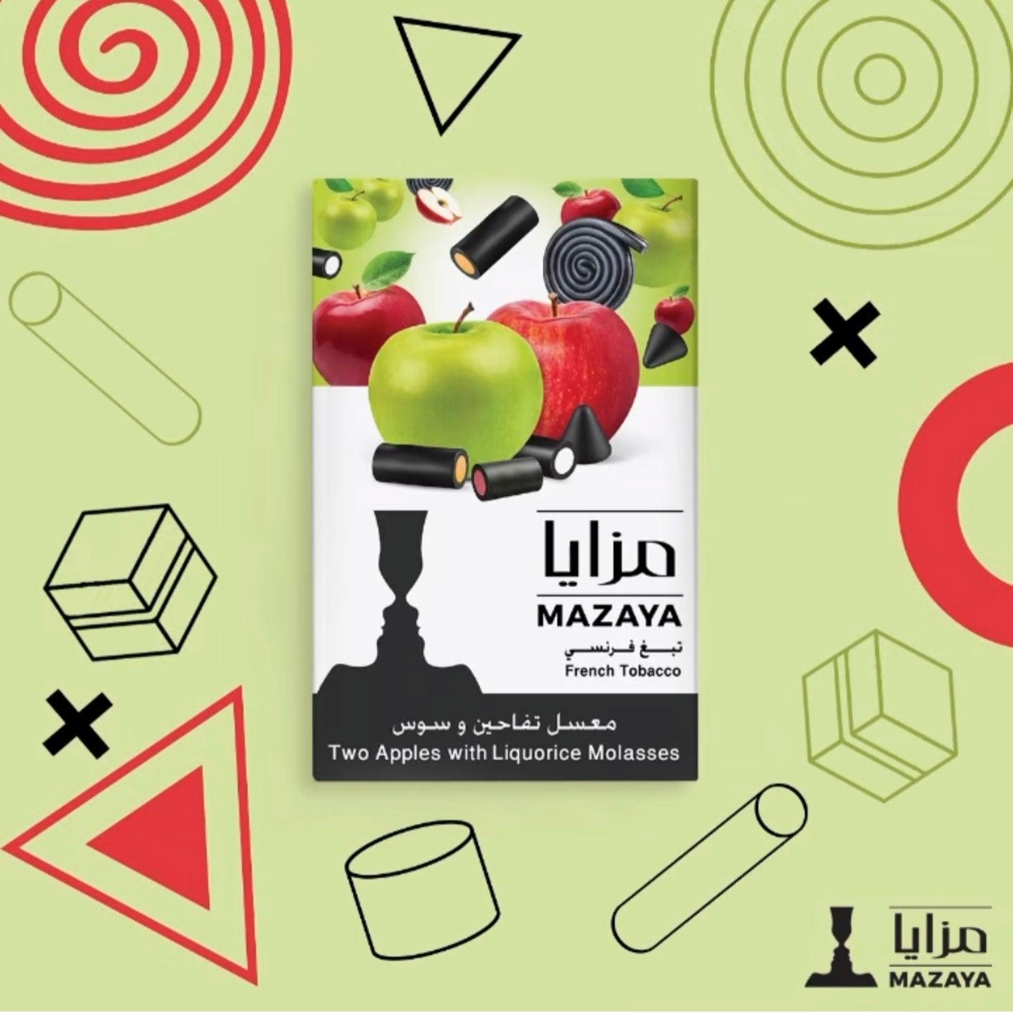 Mazaya Molasses Two Apple and Licorice - معسل مزايا تفاحتين و سوس - Shishabox