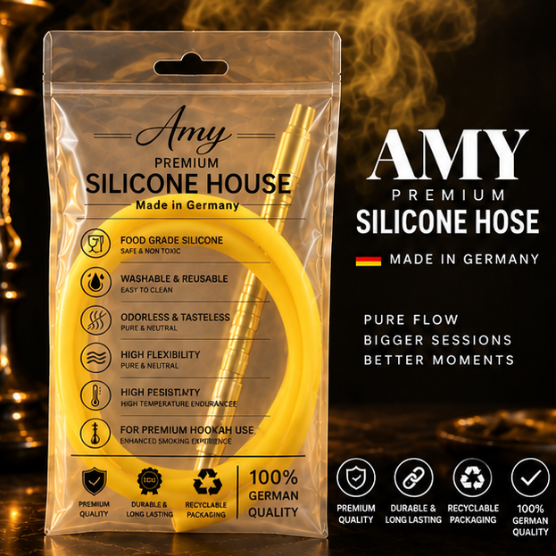 Amy Silicone Hose Yellow with Mouthpiece and Hose Connector Yellow