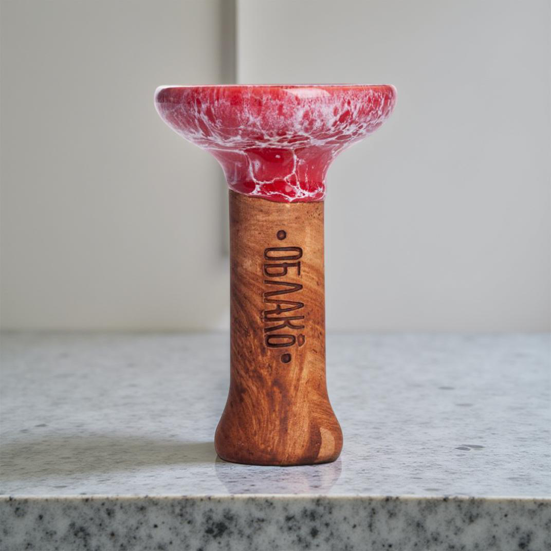 Original Russian Oblako Bowl Phunnel Shape Glaze Top Marble Red White