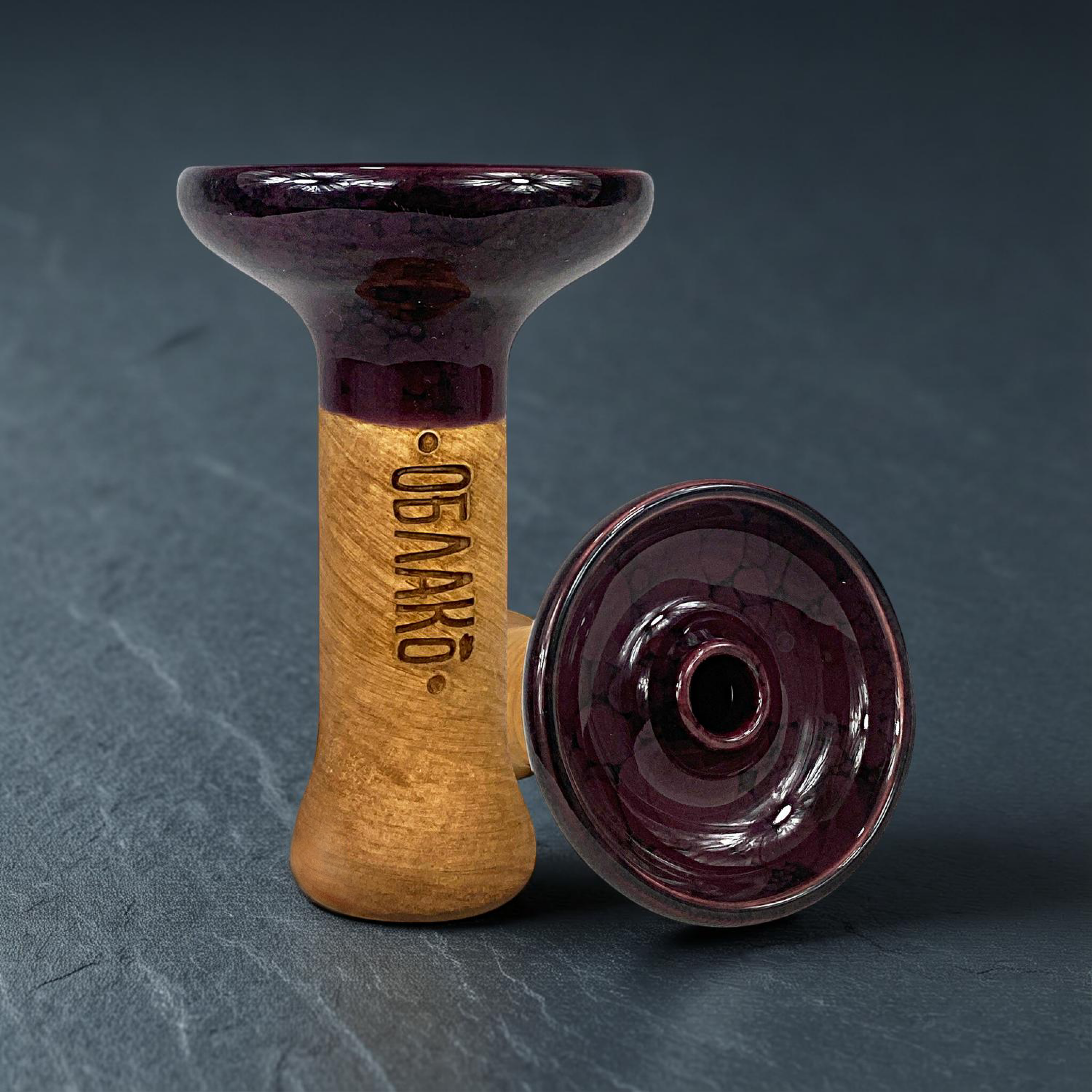 Original Russian Oblako Bowl Phunnel Shape Glaze Top Marble Vinous Black - Shishabox JO