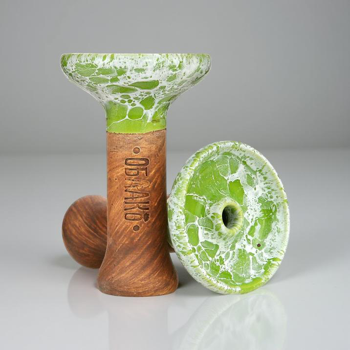 Original Russian Oblako Bowl Phunnel Shape Glaze Top Marble Green White