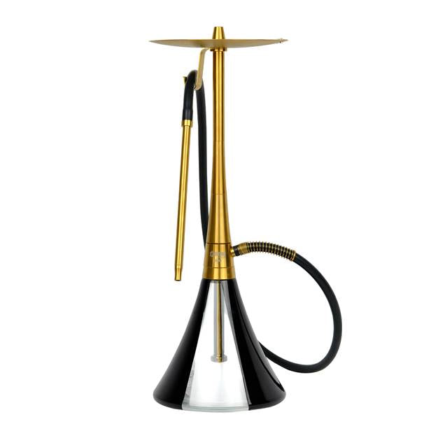 Oduman Orion Hookah Gold Body Black Glass Flask - Shishabox JO