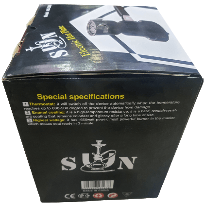 Sun Charcoal Electric Burner - ولاعة سن الكهربائية مع ملقط - Shishabox