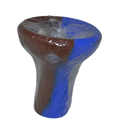 K Tobacco Cup (Silicone + Glass) Blue&Brown - راس ارجيلة سيليكون + زجاج - Shishabox