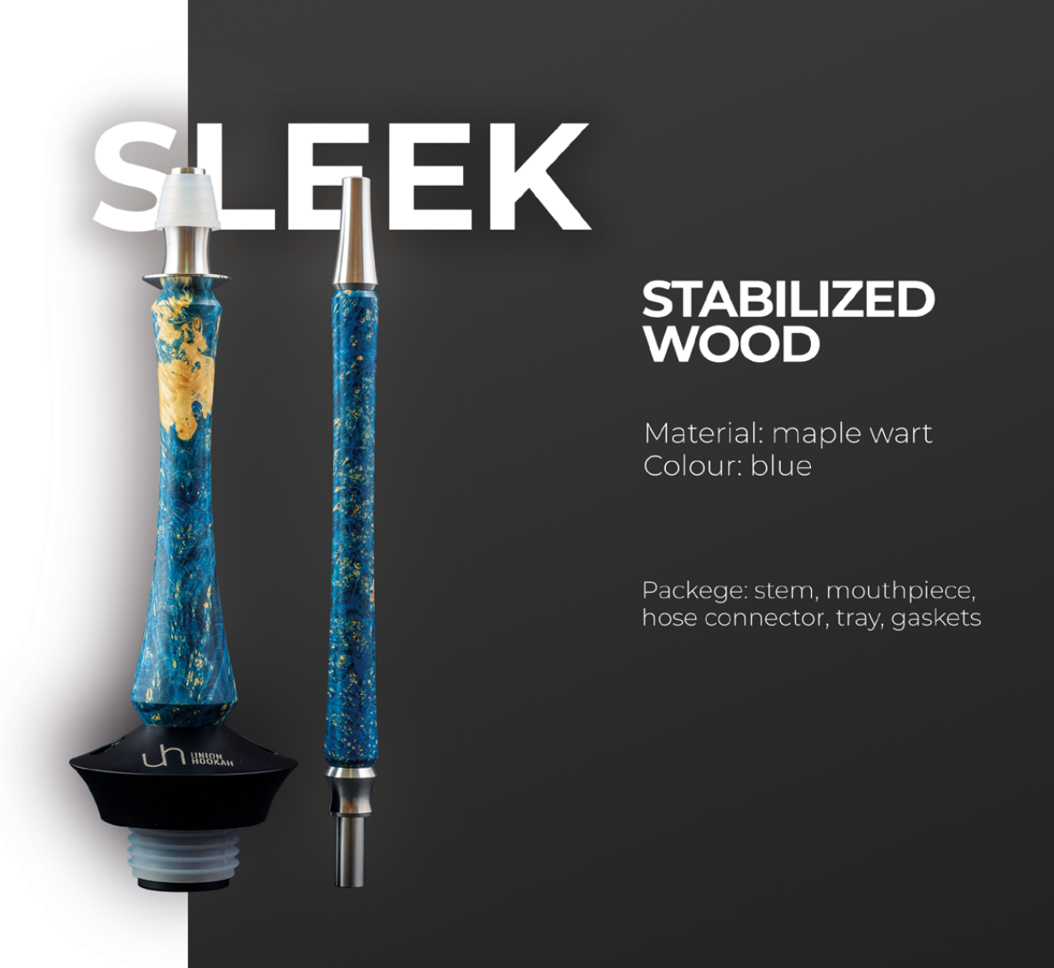 Union Hookah SLEEK - Stabilized Wood Blue
