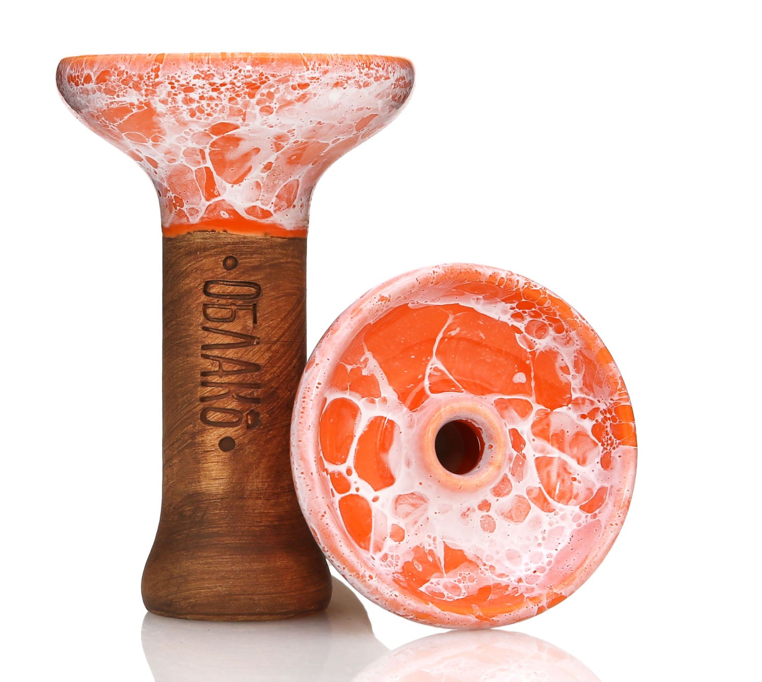 Original Russian Oblako Bowl Phunnel Shape Glaze Top Marble Orange